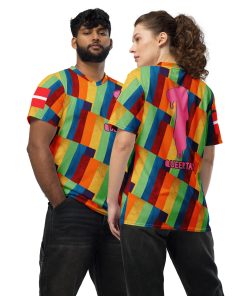 Queertar 1 unisex sports t-shirt fodbold trøje med masser af regnbuer